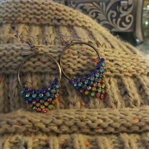 Rainbow hoop earrings